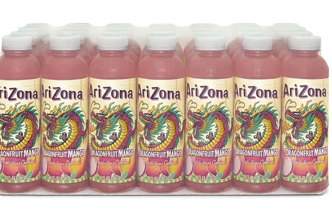 Arizona Dragon Fruit Mango Fruit Juice Cocktail 100% Natural No Artificial Colors or Flavors 20 Fl Oz Bottles 24 Pack
