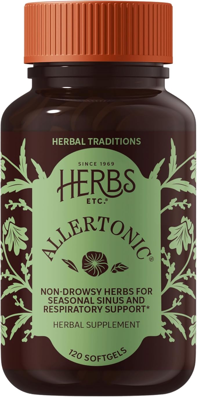 Herbs Etc. Allertonic - Healthy Breathing Support - Herbal Blend to Aid Against Seasonal Discomfort - Lung &amp Respiratory Health Support with Stinging Nettle - 120 Softgels (120 Servings)