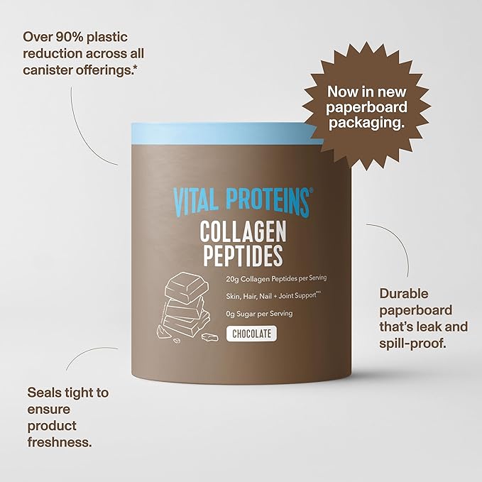 Vital Proteins Grass Fed Collagen Powder Supplement (Type I III) for Skin Hair Nail Joint - Hydrolyzed Collagen Grass Fed Dairy and Gluten Free - Chocolate Flavor 17.1 oz Canister