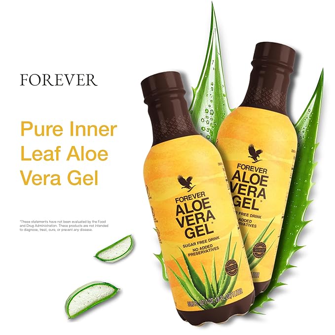 Forever Living - Forever Aloe Vera Gel - 99.7% Pure Inner Leaf Aloe Vera Juice - Preservative-Free - 33.8 fl oz (Pack of 2)