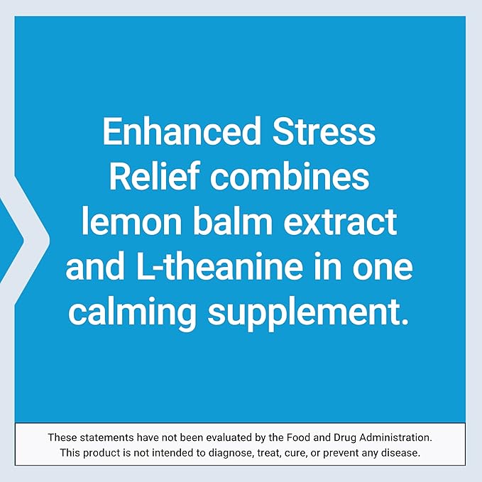 Life Extension Enhanced Stress Relief Lemon Balm Extract L-theanine decompress with This Supplement for Stress Gluten-Free Non-GMO Vegetarian 30 Capsules