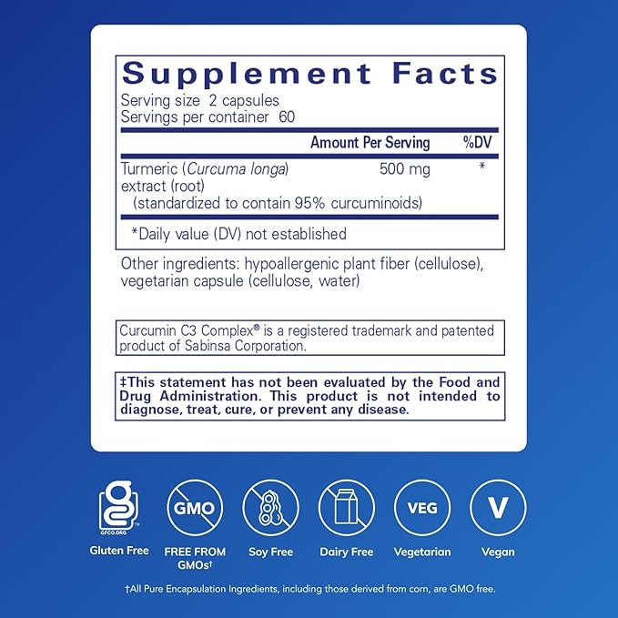 Pure Encapsulations Curcumin - 500 mg - Supports Joint Health &amp Liver Health - Curcuma Longa Capsule - Non-GMO &amp Vegan - 120 Capsules
