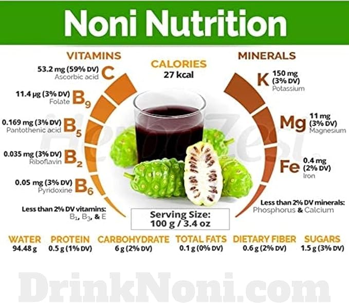 Pure Certified Organic NONI Juice Rich in Antioxidants (33.8 Fl.Oz Bottle) A Gift Of Nature Cold Pressed from Organic Noni Fruit