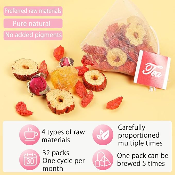 Longan Red Date Tea Rose Red Jujube Fruit Goji Berry Tea Bags Women's Five Treasures Tea Date Longan Goji Berry Roses Wolfberry Flower Chinese Herbal Fruit No addition Caffeine Free 桂圆红枣枸杞茶 玫瑰红枣茶 160g