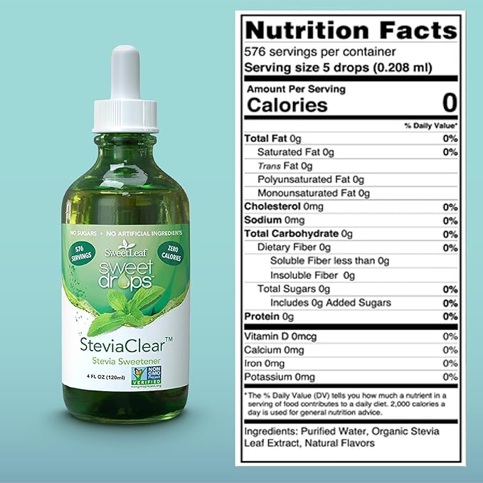 SweetLeaf SteviaClear Sweet Drops - Stevia Liquid Drops Sweetener Pure Stevia Drops with No Bitter AftertasteLiquid Sugar Alternative Zero Calorie Keto Food Non-GMO SweetLeaf Stevia4 Fl Oz (Pack