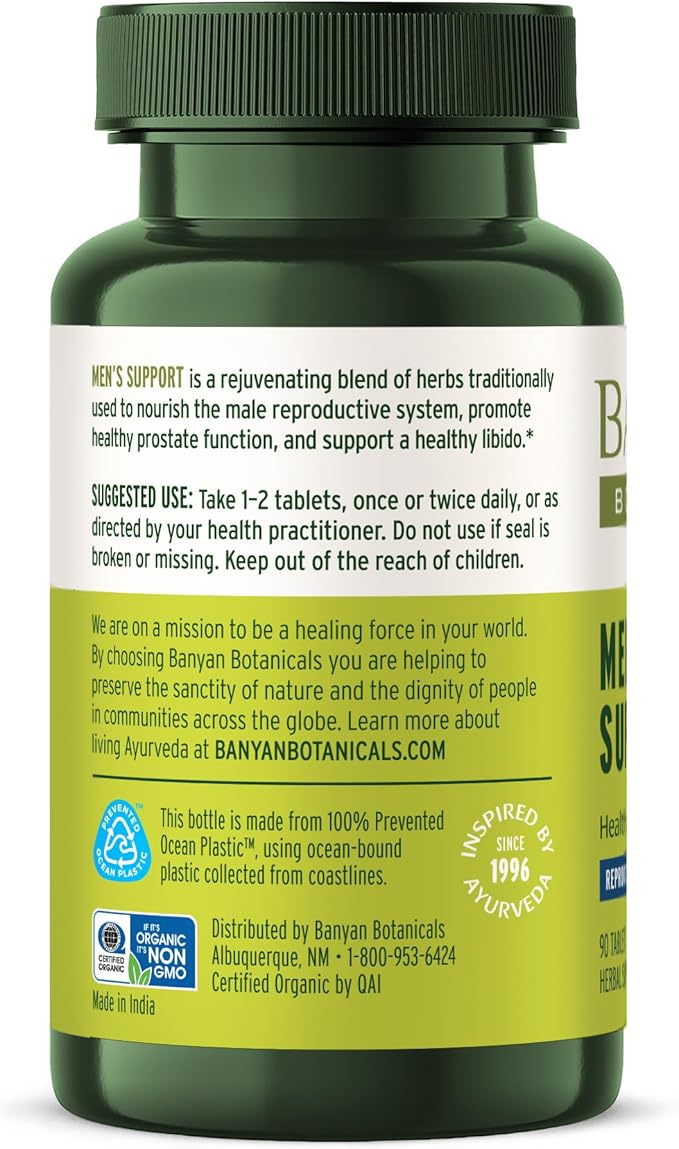 Banyan Botanicals Organic Men’s Support – Male Reproductive Vitality &amp Prostate Health Supplement – with Gokshura Ashwagandha &amp Saw Palmetto for Systemic Strength – 90 Tablets – USDA Organic