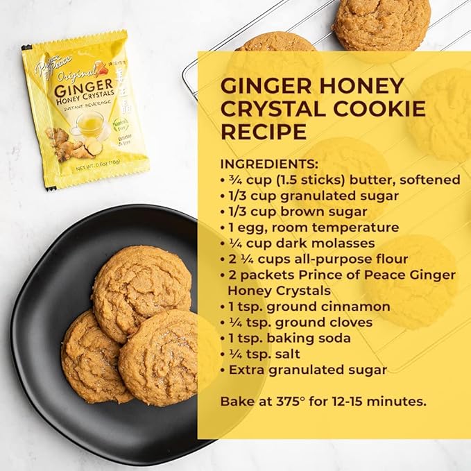 Prince of Peace Instant Ginger Honey Crystals 30 ct Bags - 18 g Sachets - PACK OF 4