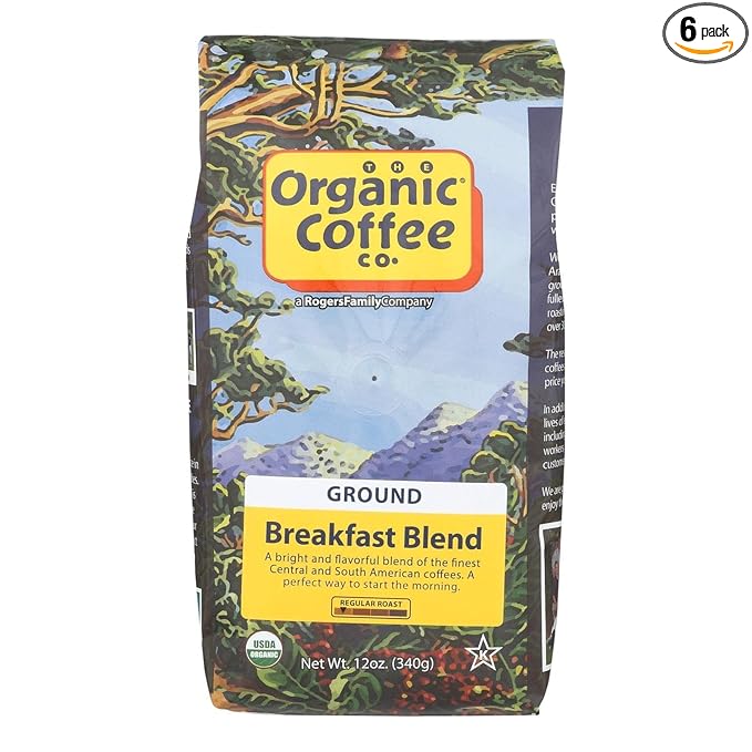 Organic Pre-Ground Breakfast Blend Coffee 12 Ounce - 6 per case.