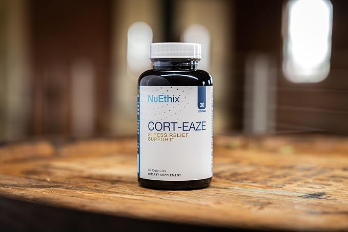 NuEthix Formulations Cort-Eaze - Cortisol Supplement - Health Support Supplement with Ashwagandha L-Theanine &amp Rhodiola Rosea - Relaxation and Deep Sleep 60 Capsules 30 Servings