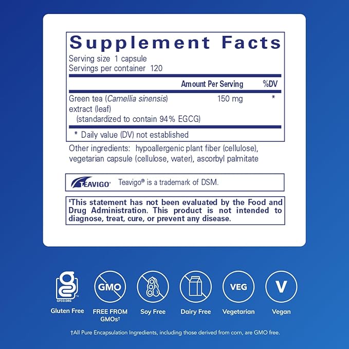 Pure Encapsulations Teavigo | Hypoallergenic Supplement with Caffeine-Free Green Tea Extract to Provide Antioxidant and Cellular Support* | 120 Capsules