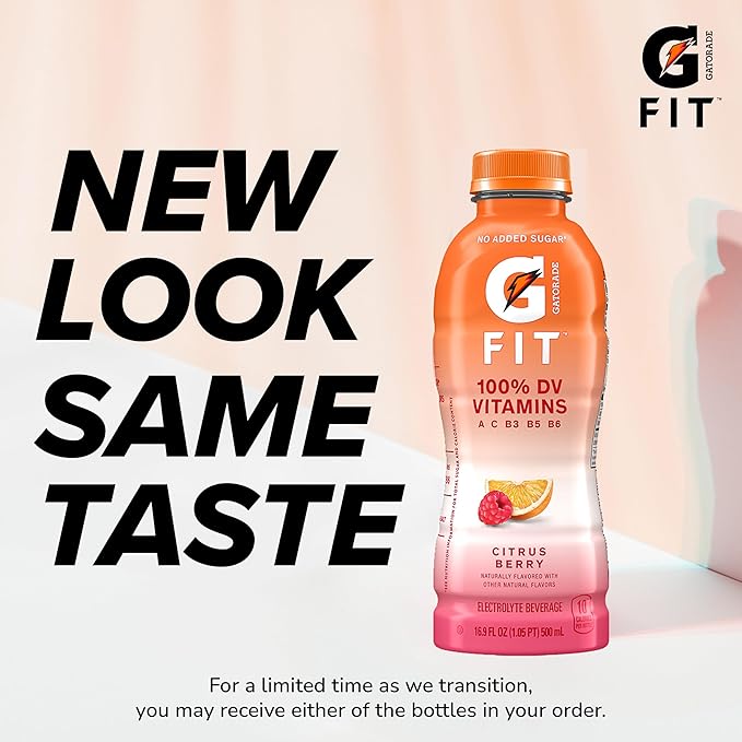 Gatorade Fit Electrolyte Beverage Healthy Real Hydration Citrus Berry 16.9.oz Bottles (12 Pack)