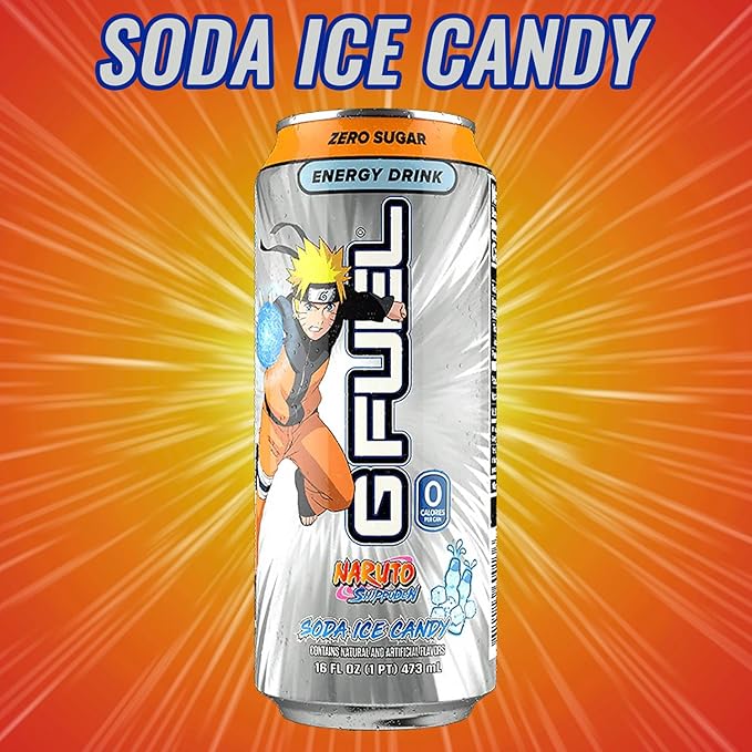 G Fuel Energy Drink Lemon Lime Slushie Sugar Free Beverage with 140mg Caffeine Daily Energy Boost with Focus Amino Vitamin + Antioxidants 16 oz Cans (Naruto Shippuden 12-Pack)
