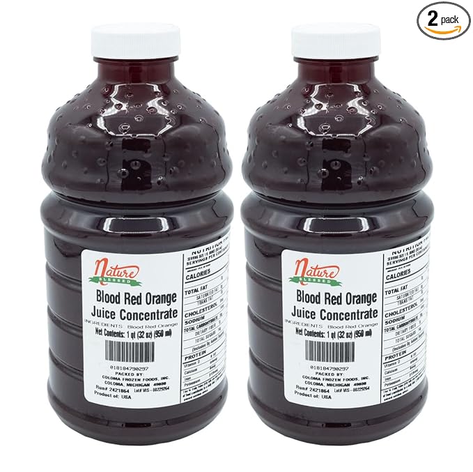 Nature Blessed 100% Pure Blood Red Orange Fruit Juice Concentrate - 2 Quarts (2/32 fl oz bottles) Applications: Home Wine Making Brewing Distilling Hard Cider Smoothies