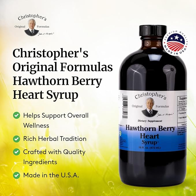 Christopher's Original Formulas Hawthorn Berry Heart Syrup - 16 fl oz | Natural Herbal Blend for General Wellness