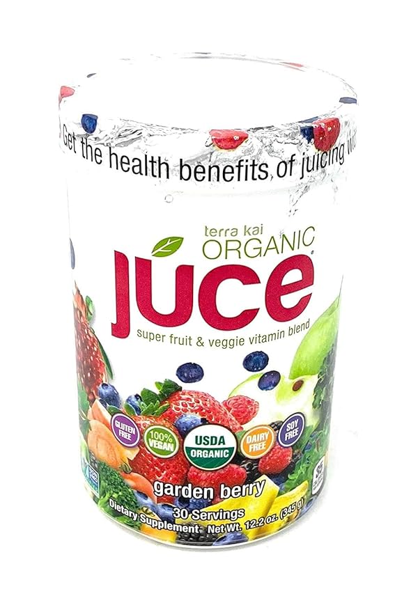 Terra-Kai Organics Juce Super Fruit and Veggie Blend Drink 12.2-Ounce Garden Berry 30 Servings