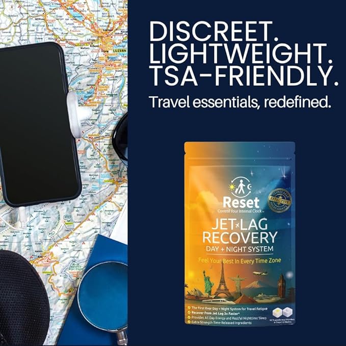 Reset Jet Lag Recovery System | Day and Night Transdermal Patches with Extra Strength Melatonin Magnesium and B Vitamins | Travel Fatigue Relief Sleep Support | Energy Boost ((3pk) Family Travel)