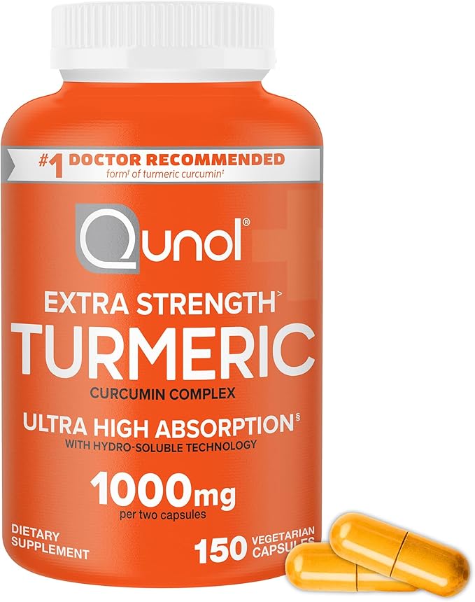 Qunol Turmeric Curcumin Supplement 1000mg with Ultra High Absorption for Joint Support Extra Strength Capsules 150 Count