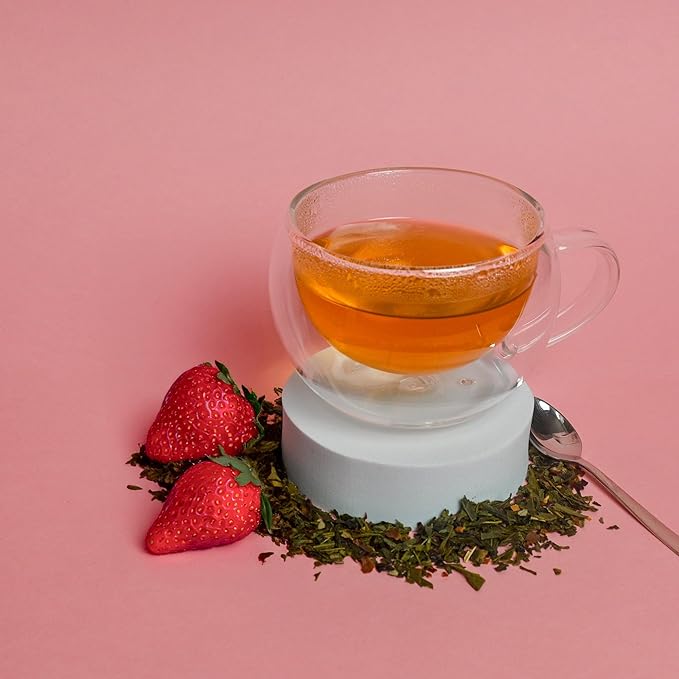 Organic Positively Tea Company Strawberries and Cream Green Tea Loose Leaf 16 Ounce