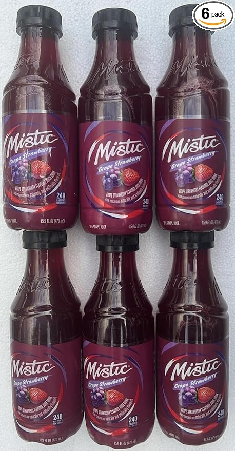 Mistic Grape Strawberry Flavored Juice 16 fl oz Pack of 6