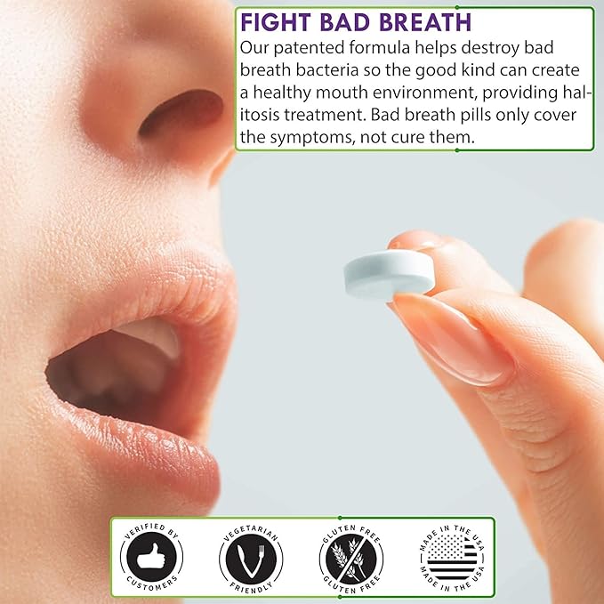 Oral Probiotic Supplement with BLIS K12 4 Billion CFU - Now Dairy Free - Doctor Formulated 30 Day Supply Bottle for Bad Breath Strep Cavities Gum and Oral and Dental Health - Sugar Free - USA Made
