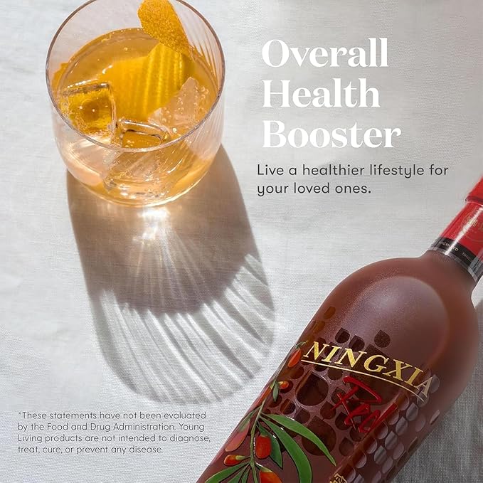 Young Living NingXia Red Antioxidant Drink | 25.35 fl oz | Superfruit with Wolfberry Blueberry Pomegranate Orange Lemon &amp Yuzu Essential Oils | 4 Pack