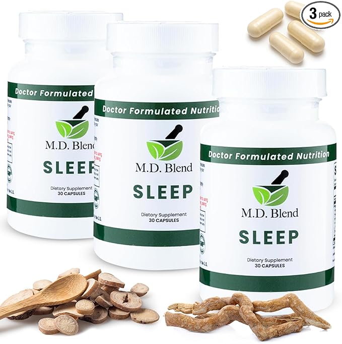 Sleep - Natural Sleep Aids for Adults with l theanine Supplement Ashwagandha Magnesium Valerian Root Melatonin - Non-Habit Forming Formula for Rejuvenating - 90 Capsules (Pack of 3)