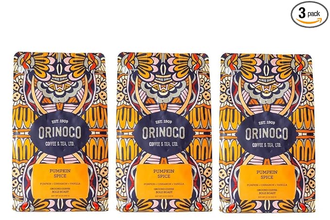 Orinoco Pumpkin Spice 12 oz bag 3-pack Light Roast Ground Coffee 100% Arabica Beans