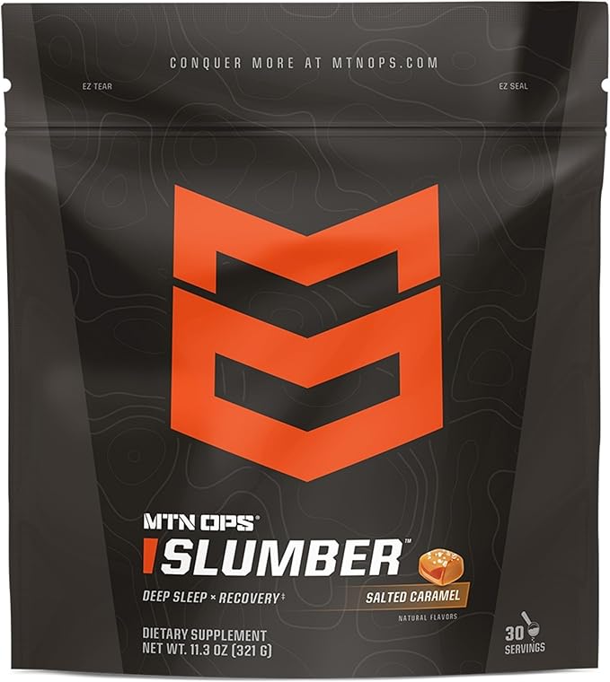 MTN OPS Slumber Sleep Aid for Muscle Recovery &amp Deep Sleep Sleepy Salted Caramel Sleep Support Powder Drink Mix 30 Servings