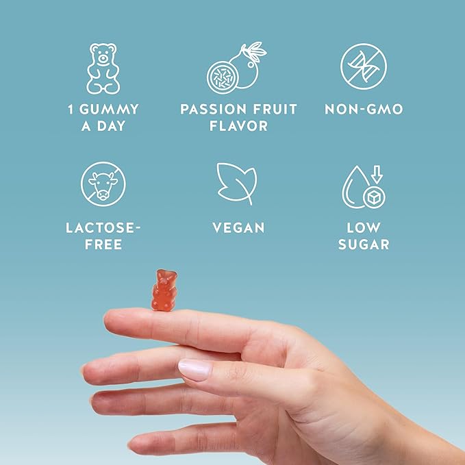 Bears with Benefits Vegan Melatonin 5mg Gummies Sleep Gummies for Reduced time to Fall Asleep with Vitamin B6 &amp Passion Fruit Extract - Super Snooze Sleep Vitamin (30 Gummies)