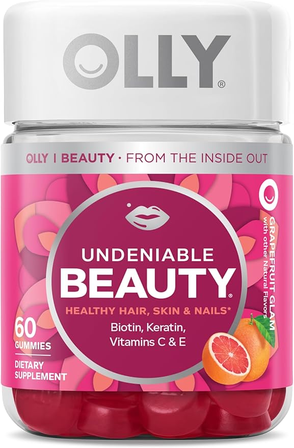 OLLY Undeniable Beauty Gummy 60ct Grapefruit &amp Glowing Skin Gummy 50ct Plump Berry - Biotin Keratin Vitamin C Hyaluronic Acid &amp Collagen Peptides