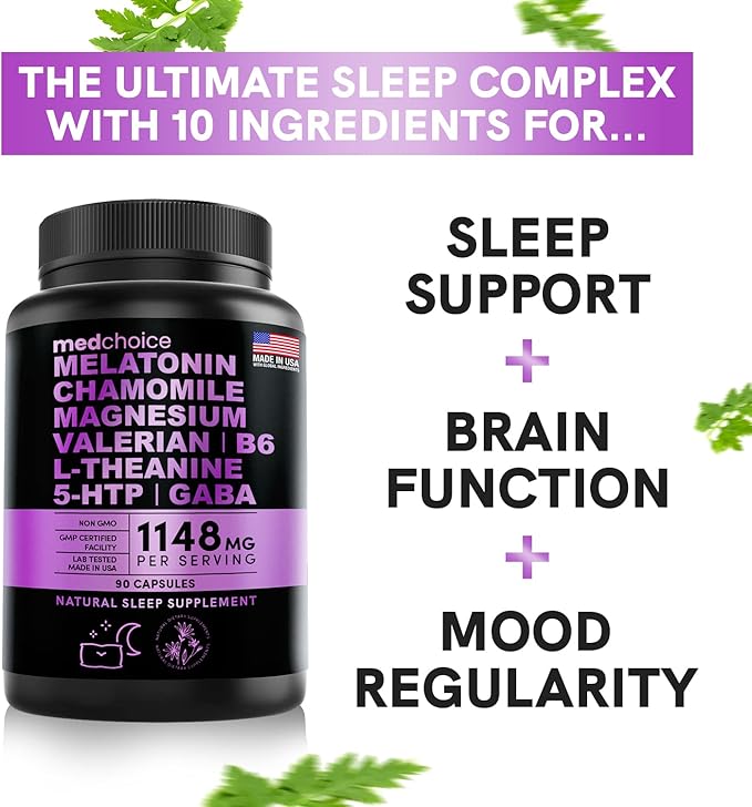 MEDCHOICE Sleep Melatonin (180ct) and Nootropic Brain (60ct) Supplement Bundle - Wellness Duo for Sleep Brain Focus &amp Mood Support - Vegan Non-GMO Gluten-Free