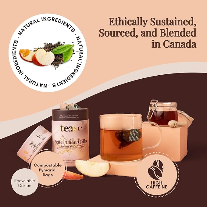 Tease Tea Organic Black Tea - Better Than Coffee Herbal Tea Redefine Your Mornings Organic Black Loose Leaf Herbal Tea Made with Apple Blackberry Leaves for a Perfect Daily Boost