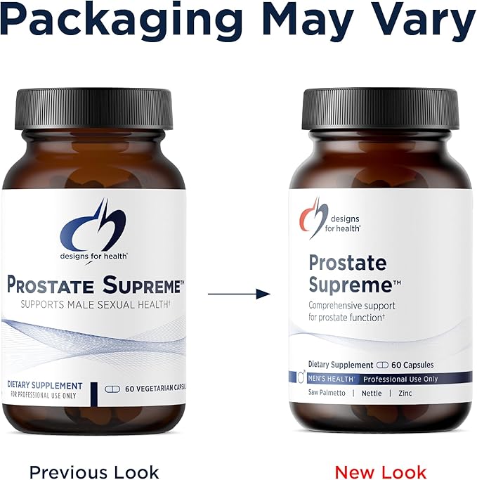 Designs for Health Saw Palmetto Prostate Supplement for Men - Prostate Supreme with Saw Palmetto DIM Vitamins Nettle Zinc + Chrysin - Non-GMO Soy Free (60 Capsules)