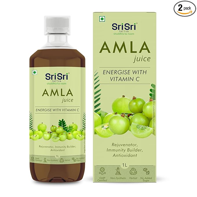Sri Sri Tattva Shuddhta Ka Naam | Amla Juice | Herbal &amp Pure | Rich in Vitamin C | Naturally boosts Immunity 1 L Each (Pack of 2)