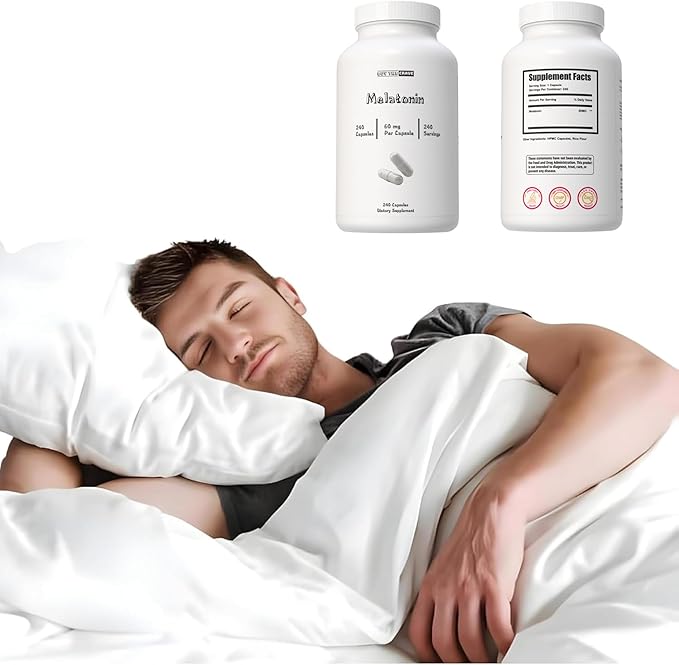 Melatonin 60mg - 240 Capsules - High Dose Melatonin for Adults - Extra Strength Sleep Support - Melatonin 60mg Adult Extra Strength Supplements