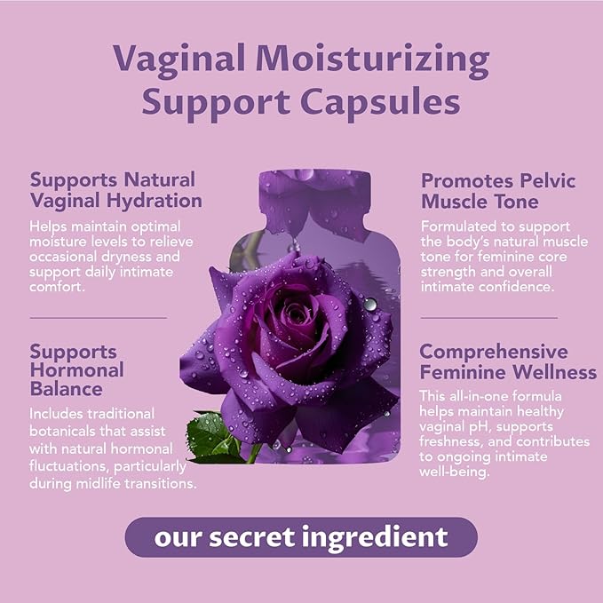 Vaginal Moisturizer Kacip Fatimah 1000mg &amp Manjakni 200mg for Female Intimate Health Slippery Elm for Women Vegan 60 Capsules
