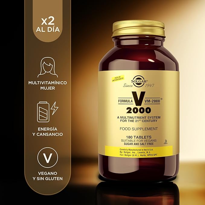 Solgar Formula VM-2000 (Multinutrient System) 180 Tablets - Premium Quality Multiple - Contains Zinc - Supports A Healthy Immune System - Vegan Dairy Free Kosher - 90 Servings