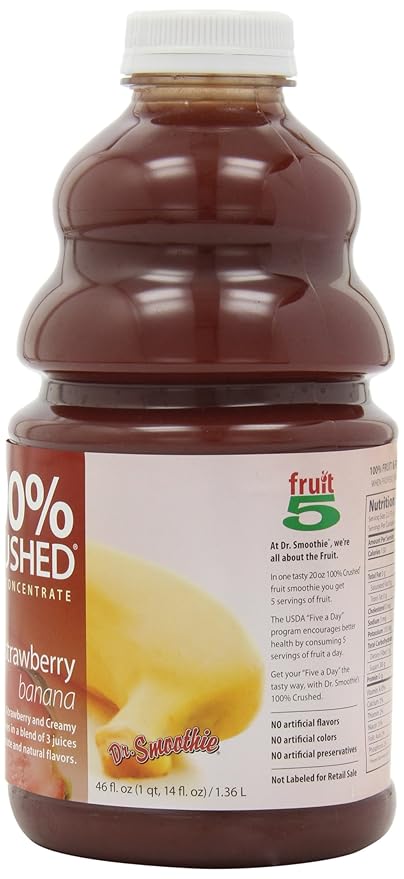 Dr. Smoothie 100% Crushed Fruit Smoothie Strawberry Banana 46-Ounce Bottles (Pack of 2)