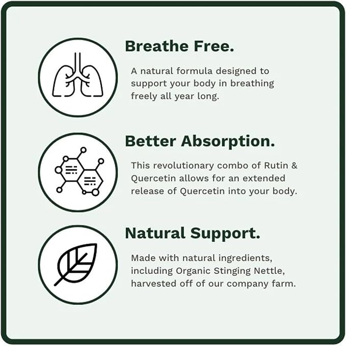 Utzy Naturals Allurtica | Herbal Supplement with Quercetin and Stinging Nettle | Seasonal Support for Adults &amp Kids | Non Drowsy | 120 Capsules