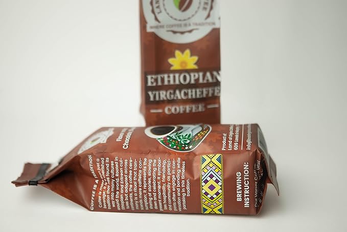 ETHIOPIAN YIRGACHEFFE Whole Beans coffee medium roast single origin100% Arabica natural process specialty Ethiopian coffee 16oz (1 pound)
