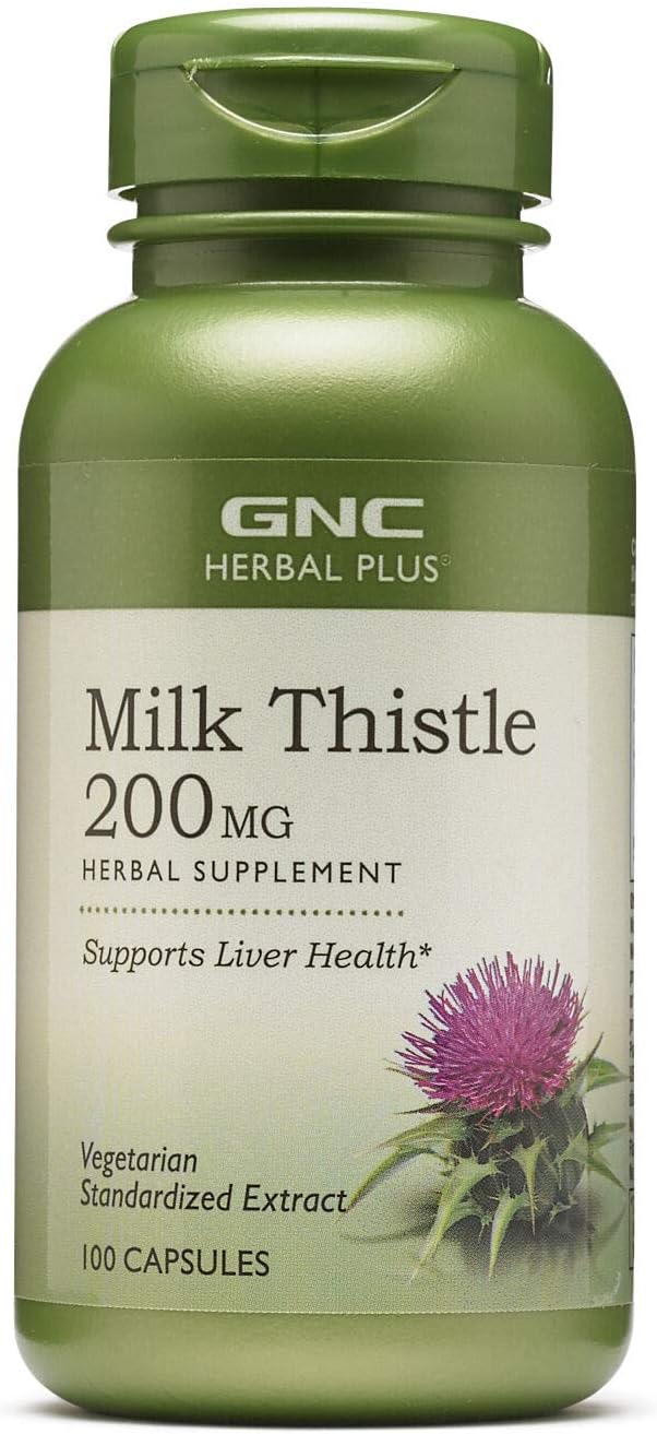 GNC Herbal Plus Milk Thistle 200mg Supplement Vegetarian Supports Healthy Liver Function 100 Servings