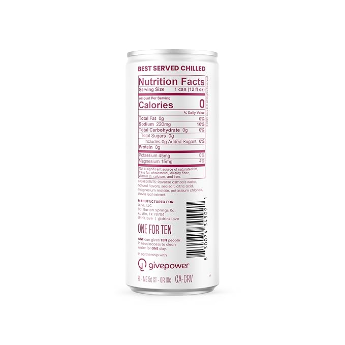 Be LOVE™ Lightly Flavored Still Electrolyte Drink — Non-Carbonated Zero Sugar Zero Calories Zero Caffeine — Clean Daily Hydration (Pack of 12 Wild Cherry)