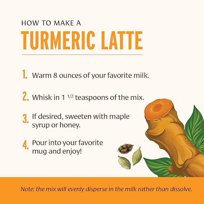 Banyan Botanicals Turmeric Milk – Organic Turmeric Latte Mix with Ashwagandha &amp Cardamom – Instant Caffeine Free Golden Milk with Maple Sugar – 4.3 oz 26 servings –Non GMO Sustainably Sourced Veg