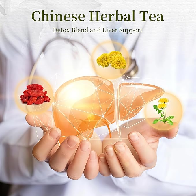 Ben Huatuo – Goji Berry Chrysanthemum Tea herbal-teas with dandelion root tea Tangerine Peel &amp Honeysuckle – Supports Liver Health Detox &amp Digestion – Vegan Sugar-Free Caffeine-Free (1 Box