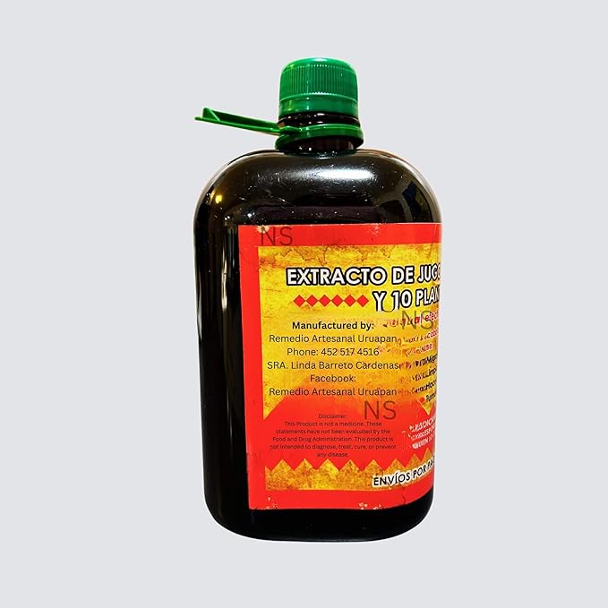 Remedio Artesanal Uruapan Extracto de Jugo de Maguey con Sabila y 10 Plantas MED 32 oz