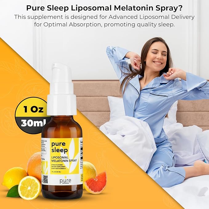 Fast-Acting Melatonin Sleep Spray Liposomal Oral Mist for Adults &amp Kids Natural Citrus Flavor Alcohol-Free Gluten-Free Sleep Support