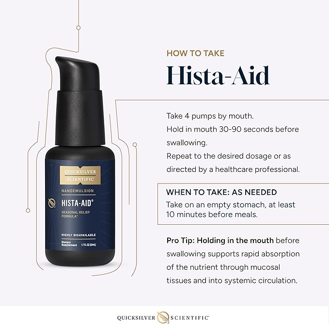 Quicksilver Scientific Nanoemulsified Hista-Aid - Flavonoids to Help Maintain Healthy Histamine Levels - Liposomal Vitamin C DIM Luteolin &amp Quercetin Liquid (50ml)