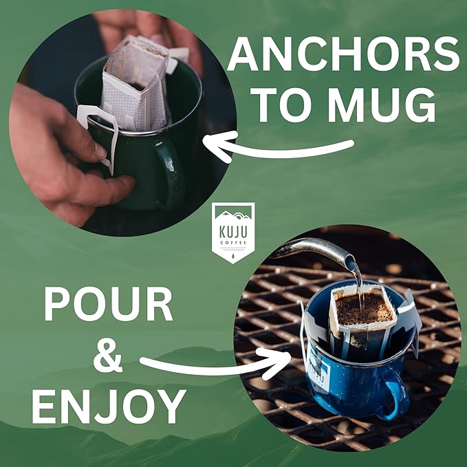 Kuju Coffee Premium Pour Over Individual Coffee Packets and Cloud Creamer Bundle - Backpacking Travel Camping Coffee Singles and Non Dairy Coconut Coffee Creamer Powderk (Basecamp Blend)