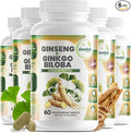 GreeNatr Ginko Biloba &amp Panax Ginseng Supplement - Red Ginseng for Memory and Focus - Ginkgo Biloba for Good Vision Immune System and Improved Blood Flow (360 Tablets: 6 Bottles)