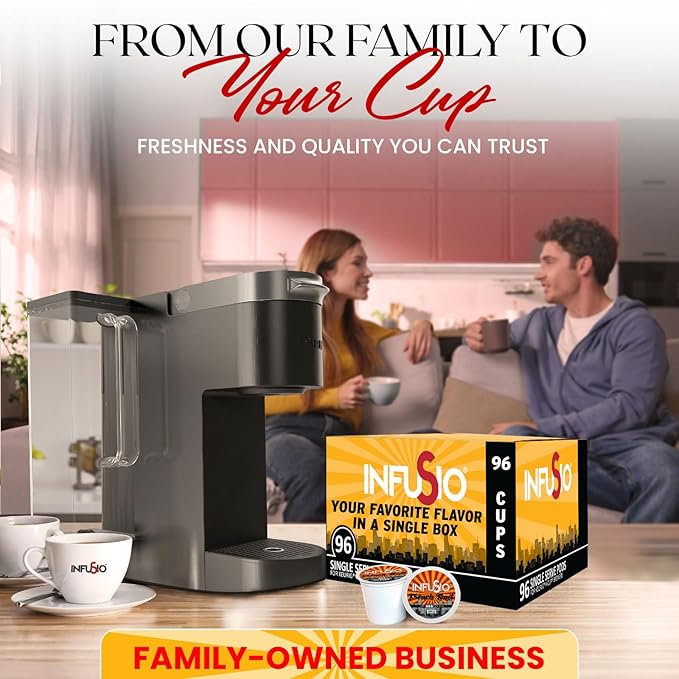 InfuSio Coffee Pods 96 Count French Toast Medium Roast Single Serve Coffee Pods for Keurig K Cups Brewers - InfuSio Premium Roasted Keurig 2.0 Compatible